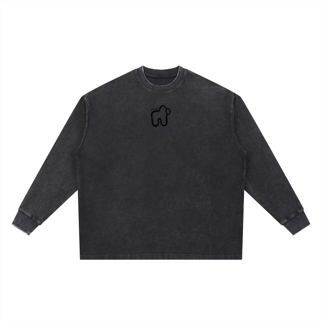 Washed Waffle Oversized Long Sleeve