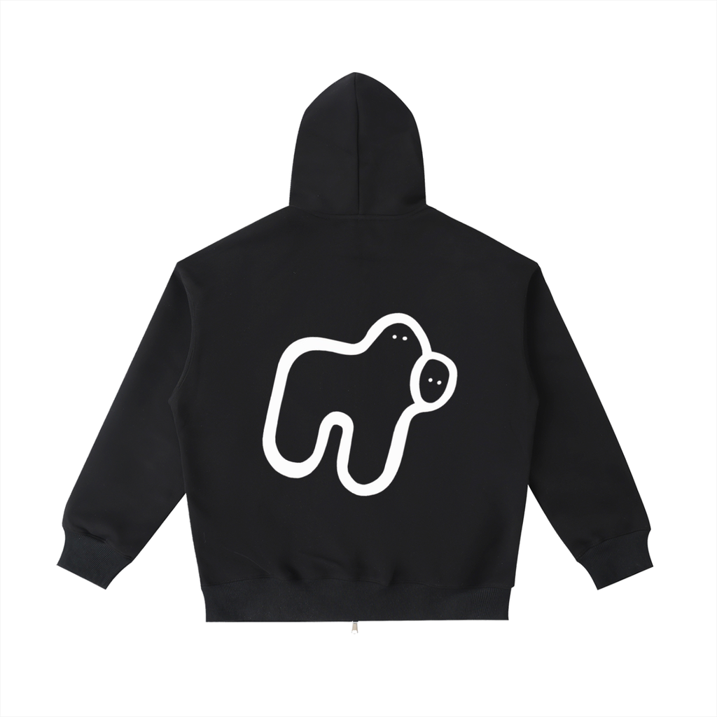 Heavyweight Zip-Up Hoodie - Cow Design
