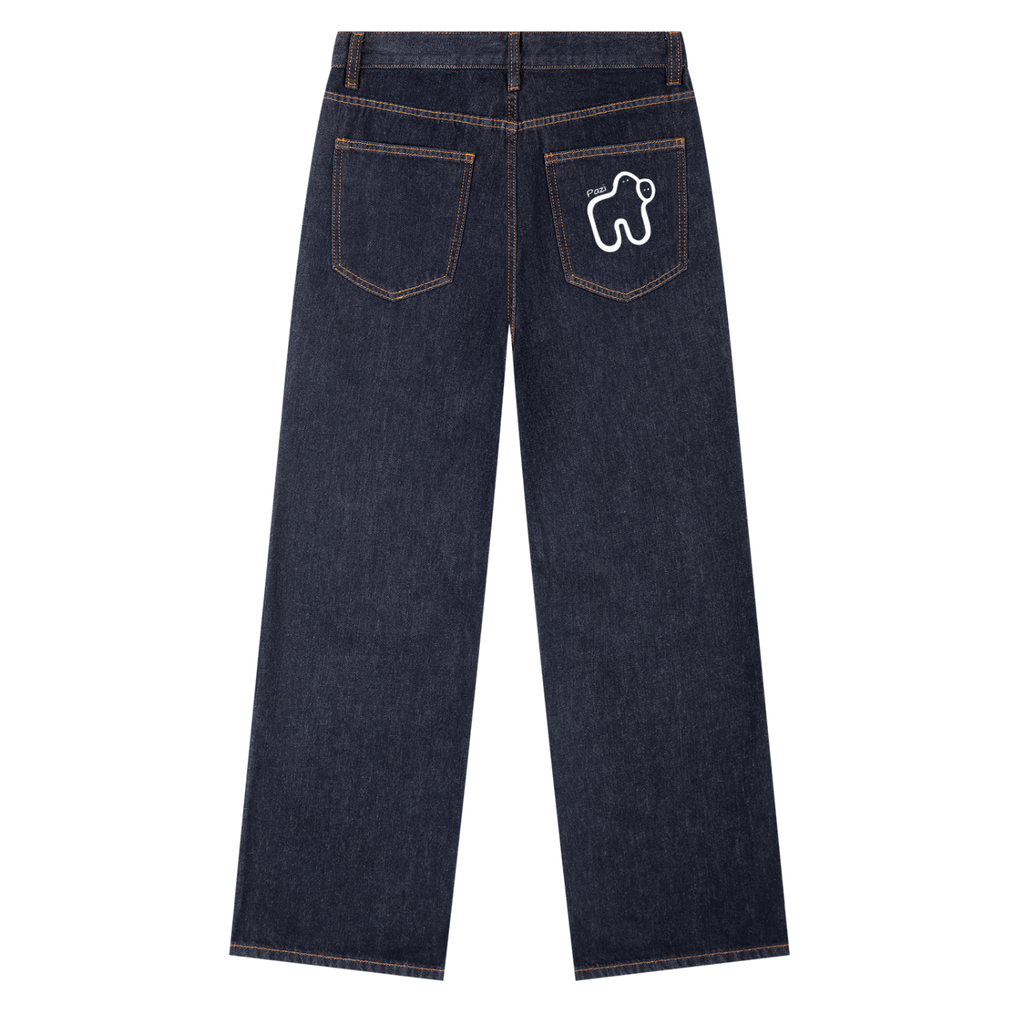 Men's Heavyweight Straight Leg Denim Jeans - Cow Design