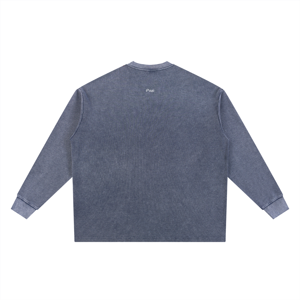 Washed Waffle Oversized Long Sleeve