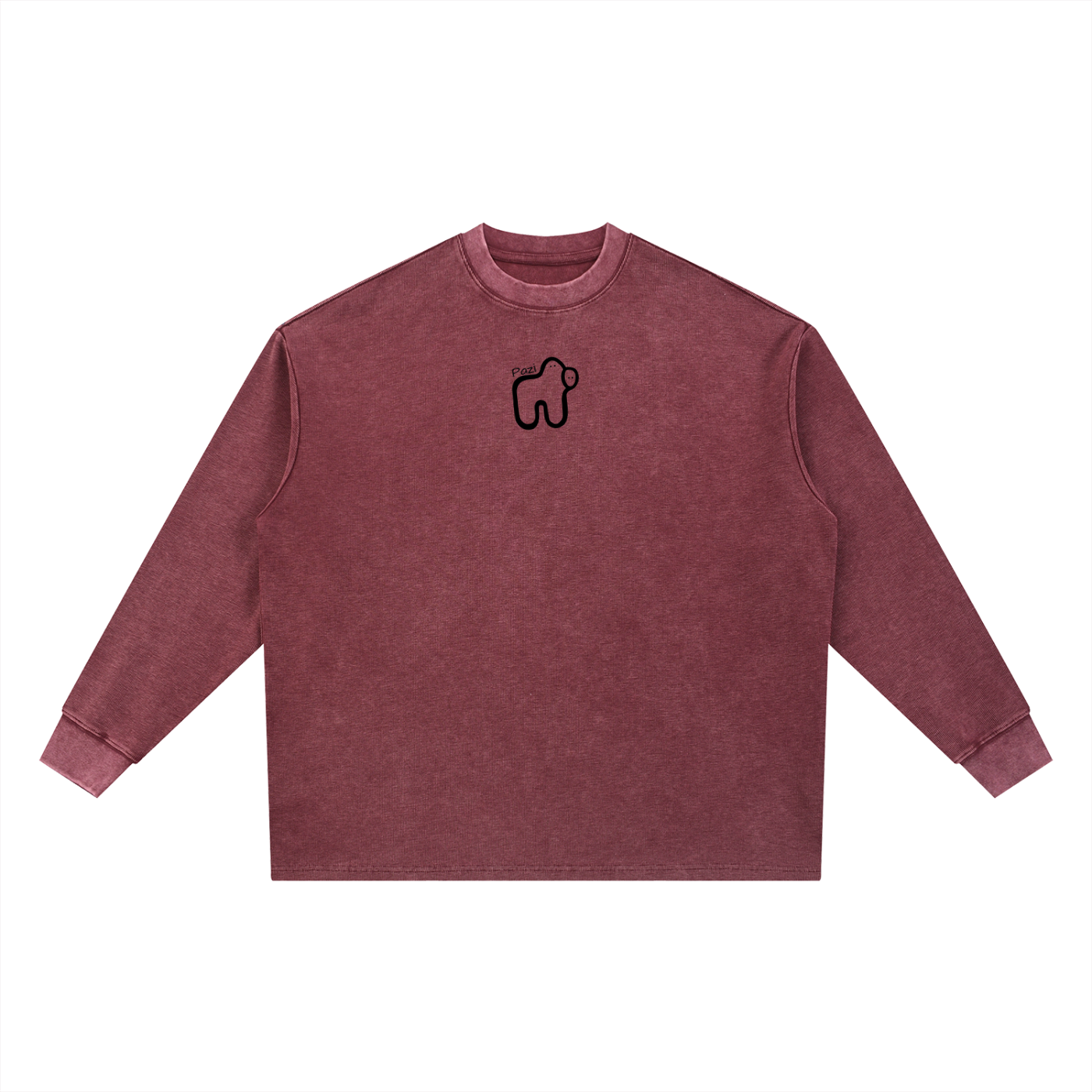 Washed Waffle Oversized Long Sleeve