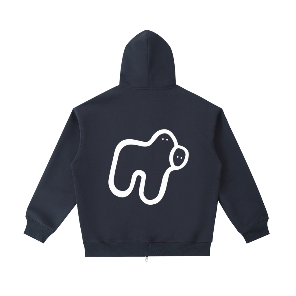 Heavyweight Zip-Up Hoodie - Cow Design