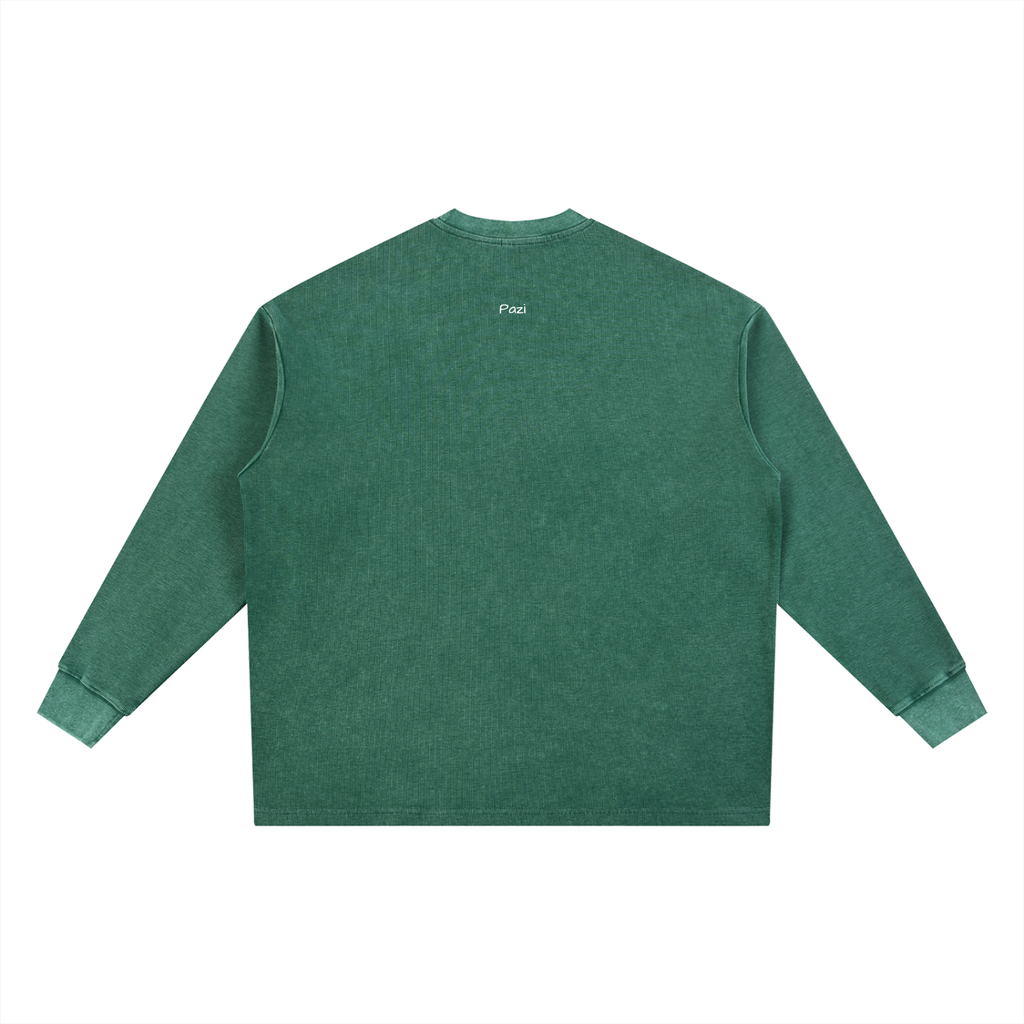 Washed Waffle Oversized Long Sleeve