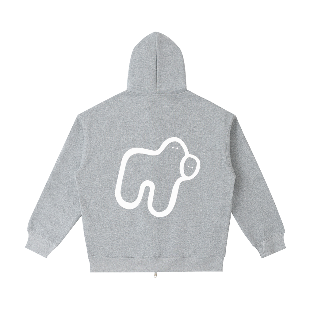 Heavyweight Zip-Up Hoodie - Cow Design